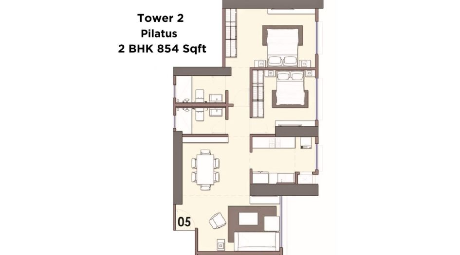 Monte-South-Floor-Plan-Tower-2-Pilatus-2-BHK-854-Sqft