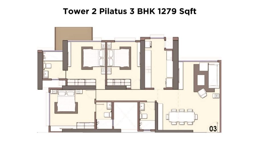 Monte-South-Floor-Plan-Tower-2-Pilatus-3-BHK-1279-Sqft