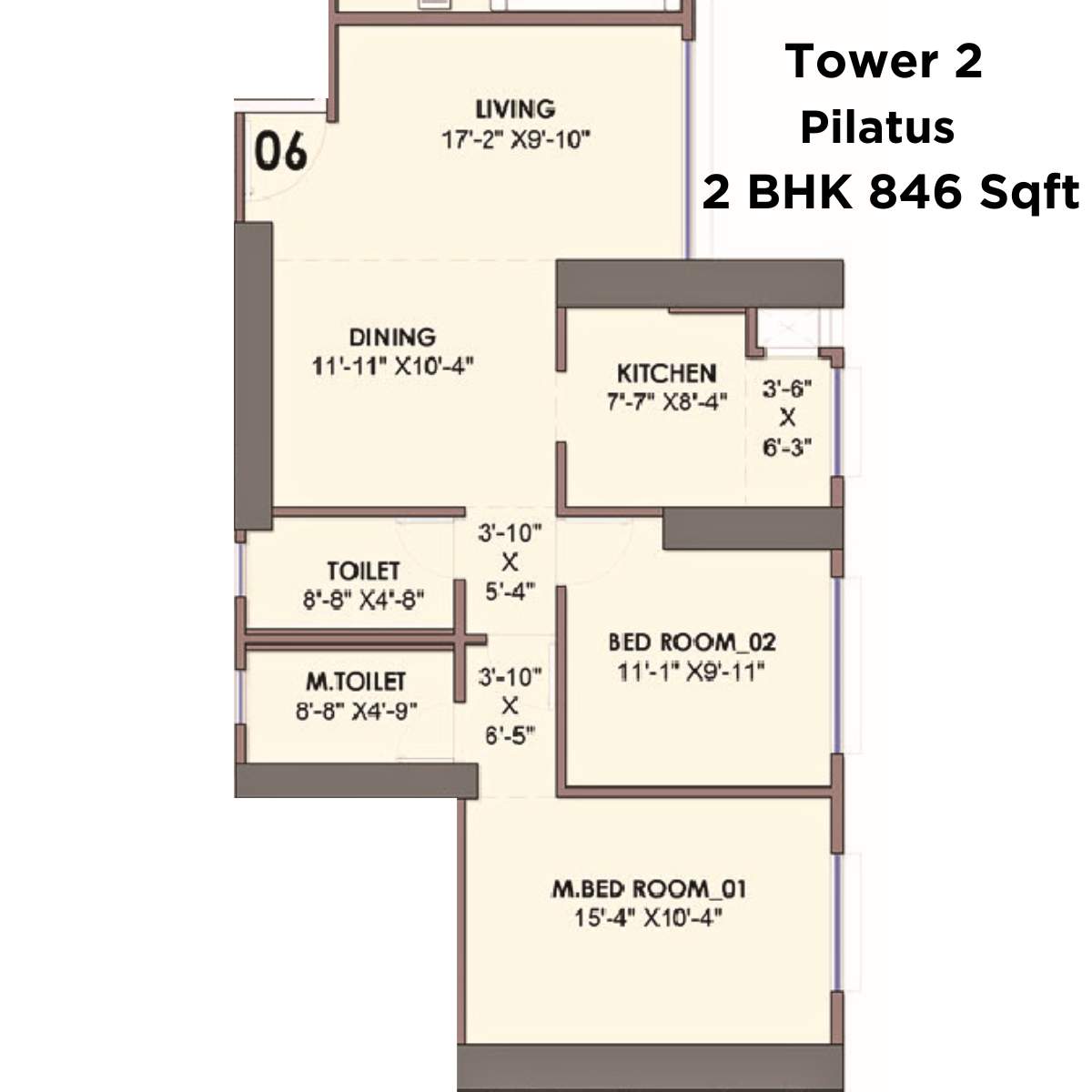 Monte-South-Floor-Plan-Tower-2-Pilatus-2-BHK-846-Sqft