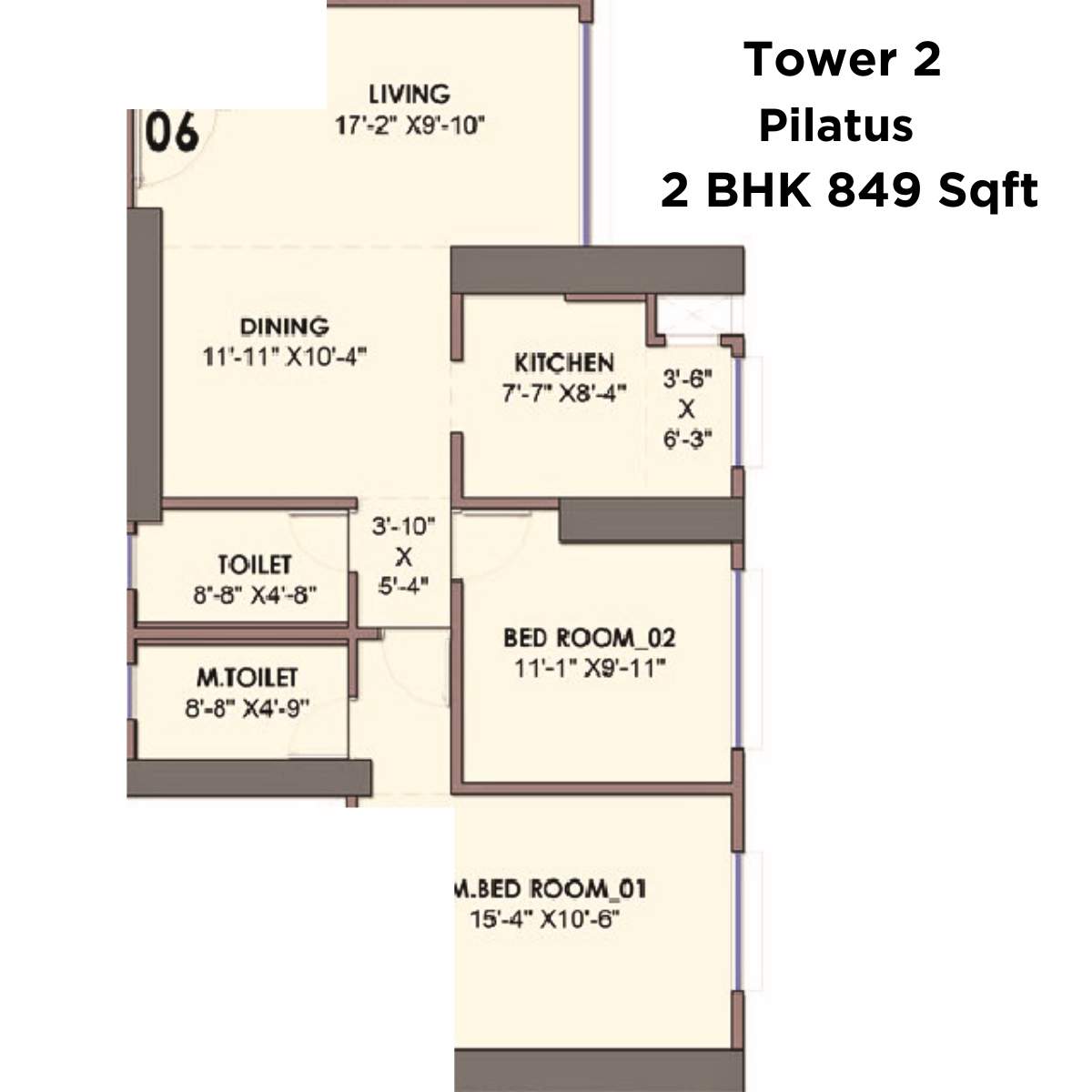 Monte-South-Floor-Plan-Tower-2-Pilatus-2-BHK-849-Sqft