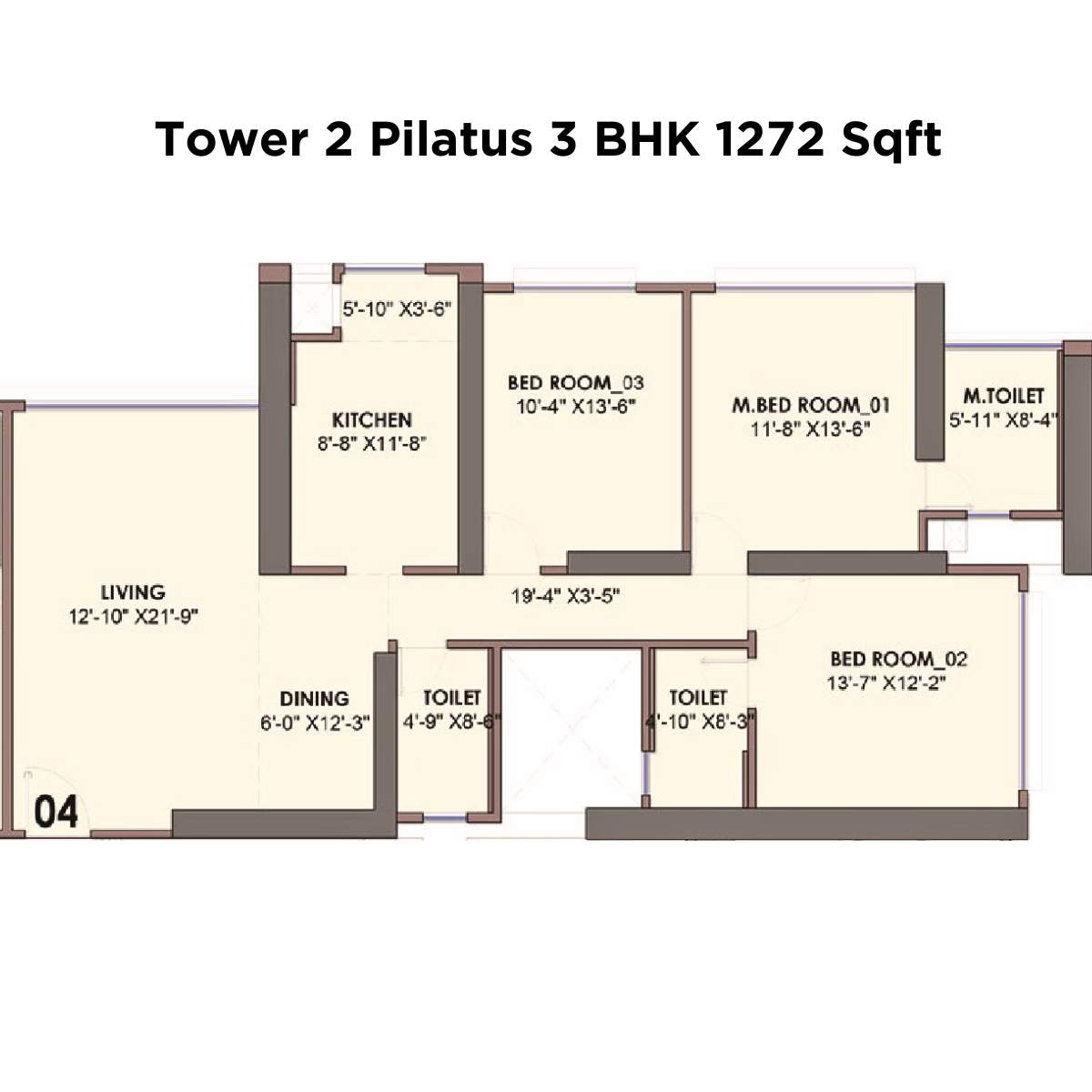 Monte-South-Floor-Plan-Tower-2-Pilatus-3-BHK-1272-Sqft