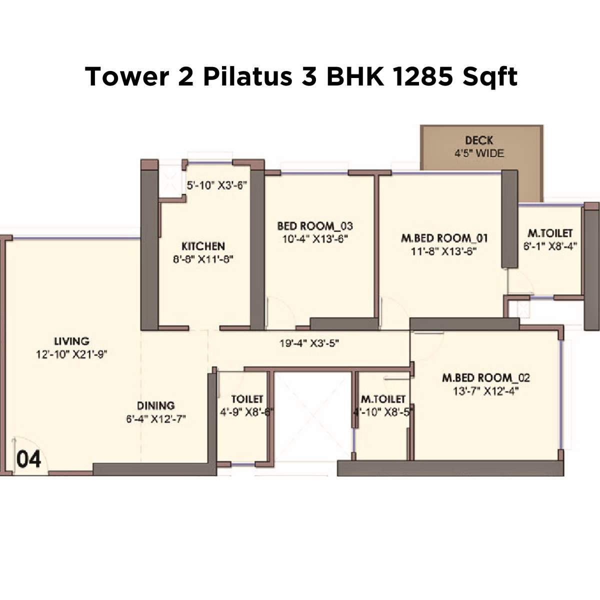 Monte-South-Floor-Plan-Tower-2-Pilatus-3-BHK-1285-Sqft