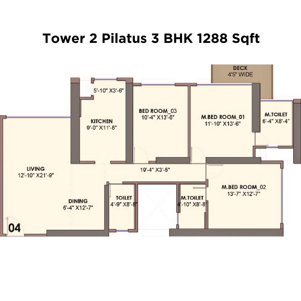 Monte-South-Floor-Plan-Tower-2-Pilatus-3-BHK-1288-Sqft